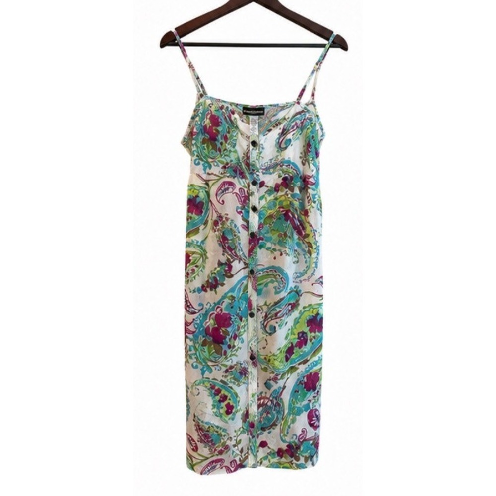 Tommy Bahama Swim Cover Up Womens Small White‎ Paisley Button Front EUC Tropical
